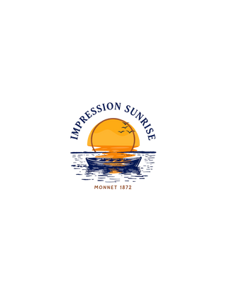 Impression Sunrise 1872 — Minimal Badge Unisex Half Sleeve T-Shirt — Claude Monet Collection