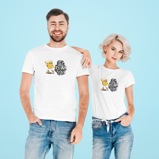 Life is brewtiful Half Sleeve Relaxed Fit Printed Unisex T-Shirt – Bold, Stylish, and Uniquely Artistic