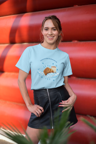 Croissants and coffee unisex summer tshirt