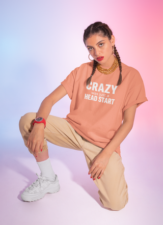 Crazy Was Just a Head Start — White Type Unisex T-Shirt | Claude Monet Collection