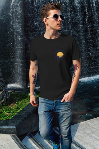 Impression Sunrise 1872 — Minimal Badge Unisex Half Sleeve T-Shirt — Claude Monet Collection
