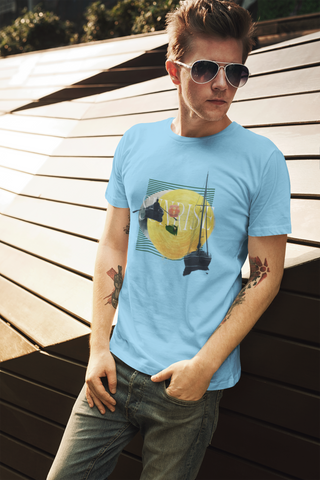 Sunrise — Abstract Impressionist Collage Unisex Half Sleeve T-Shirt — Claude Monet Collection